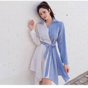 ( COD ) MM DRESS ELLA SALUR / casual dress santai wanita dres selutut dres salur dres garis