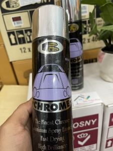 Sơn xịt mạ Inox Chrome Bosny (Crom bạc) B103. 100% Acrylic tinh khiết chất lượng cao.