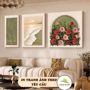 Bộ 3 Tranh Hoa Nghệ Thuật Decor Tráng Gương – Treo tường Trang Trí Phòng Khách Phòng Ngủ Quà Tặng Ý nghĩa