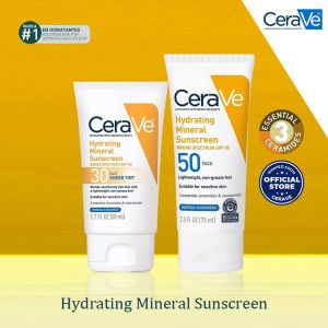 CeraVe Hydrating Mineral Sunscreen SPF 30 50ml & Hydrating Mineral Sunscreen SPF 50 75ml