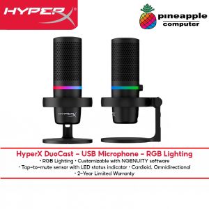 HyperX DuoCast - USB Microphone (Black) - RGB Lighting - Cardioid Omnidirectional