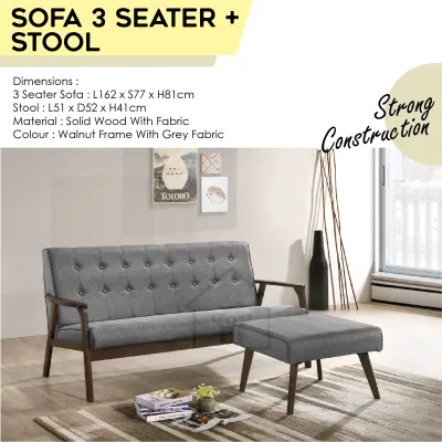 SOFA 3 SEATER + STOOL / LIVING ROOM SOFA/SOFA SET/L SHAPE WOODEN SOFA/ SOFA WITH OTTOMAN
