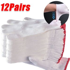 12Pairs Thickened Nylon Gloves / Non-slip Breathable Safty Work Gloves / Heavy Duty Construction Handling Special Gloves / Industrial Gardening Perotective Glove