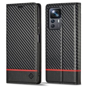 Cho Xiaomi Mi 14T 13T 12T 11T Pro / Xiaomi Mi 11 Lite 5G Ne vỏ điện thoại sợi carbon Cặp Từ Ví khe đựng thẻ Thời Trang Lật Bìa