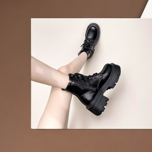 Katerina Fashion Korean Zipper Boots Shoes Mid-Calf Heeled For Women #K-6