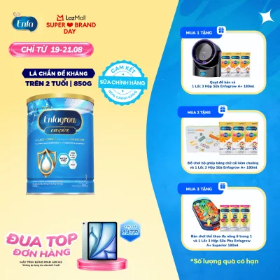 [CHỈ TỪ 19-21/08 MUA LÀ CÓ QUÀ] Sữa bột Enfagrow Enspire 3 850g hỗ trợ đề kháng với Lactoferrin dành cho trẻ từ 2-6 tuổi