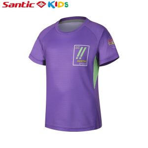 Santic Trẻ em đạp xe Jersey Cậu bé gái khô nhanh Thở thể dục Chạy thể thao Xe đạp tay ngắn Tops