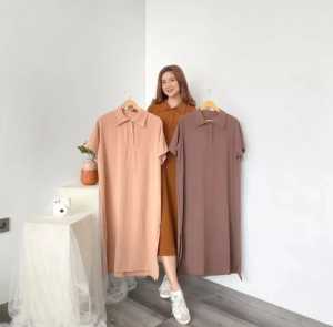 Dress Daster Kerah Crinkle Airflow Wanita Terbaru 2023