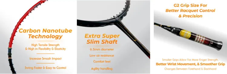 APACS Lethal 10 Power (Black red) Badminton Racket - 4UG1 Max.T