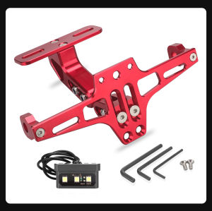Universal Motorcycle License Plate Holder LED Lights Adjustable Rear Fender Eliminator Bracket Mount
