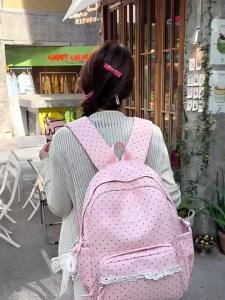 AE Korean Style ins Stylish school bag for junior high school girls high aesthetic value polka dot backpack casual and lightweight travel backpack for high school students