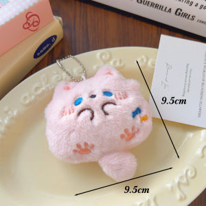 4Pcs Stuffed Coffee Cat Plush Pendant Keychain Creative Soft Long Tailed Cat Doll Fluffy Animal Backpack Car Keyring Colorful Cat Plush Doll Children Gift