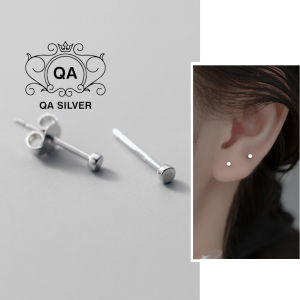 Khuyên tai bạc 925 đinh tán tròn nam nữ bông tai nụ dày tối giản S925 MINIMAL QA SILVER Earrings EA211202