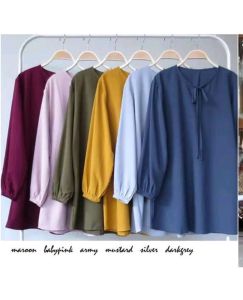 blouse wanita lengan panjang jumbo baju atasan wanita model tali leher atasan wanita ootd hijab remaja kekinian