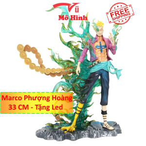 Mô Hình One Piece Marco dáng đứng hoá phượng hoàng lửa xanh siêu ngầu cao 34cm nặng 800g - Vũ mô hình Figure OnePiece