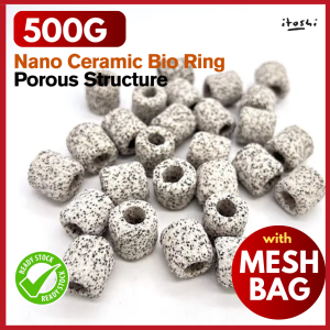 ITOSHI 500 g Aquarium Bio Filter Ceramic Ring Nitrifying Bacteria House Ikan Shrimp Bio Media