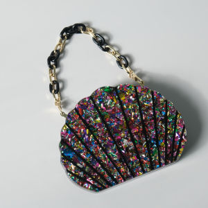 New Trendy Bag Fashion Women Handbag Red Sequin Acrylic Luxury Wedding Party Evening Bags Woman Elegant Luxury Shell Shape Box Clutch Purse