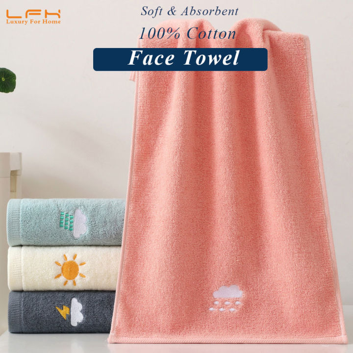 Cute Face Towel Embroidery Weather Hand Towel For Bathroom 100 Cotton