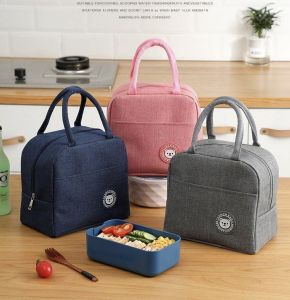 [5 màu có sẵn] Túi giữ nhiệt đựng hộp cơm đồ ăn văn phòng kèm quai xách khóa kéo cao cấp