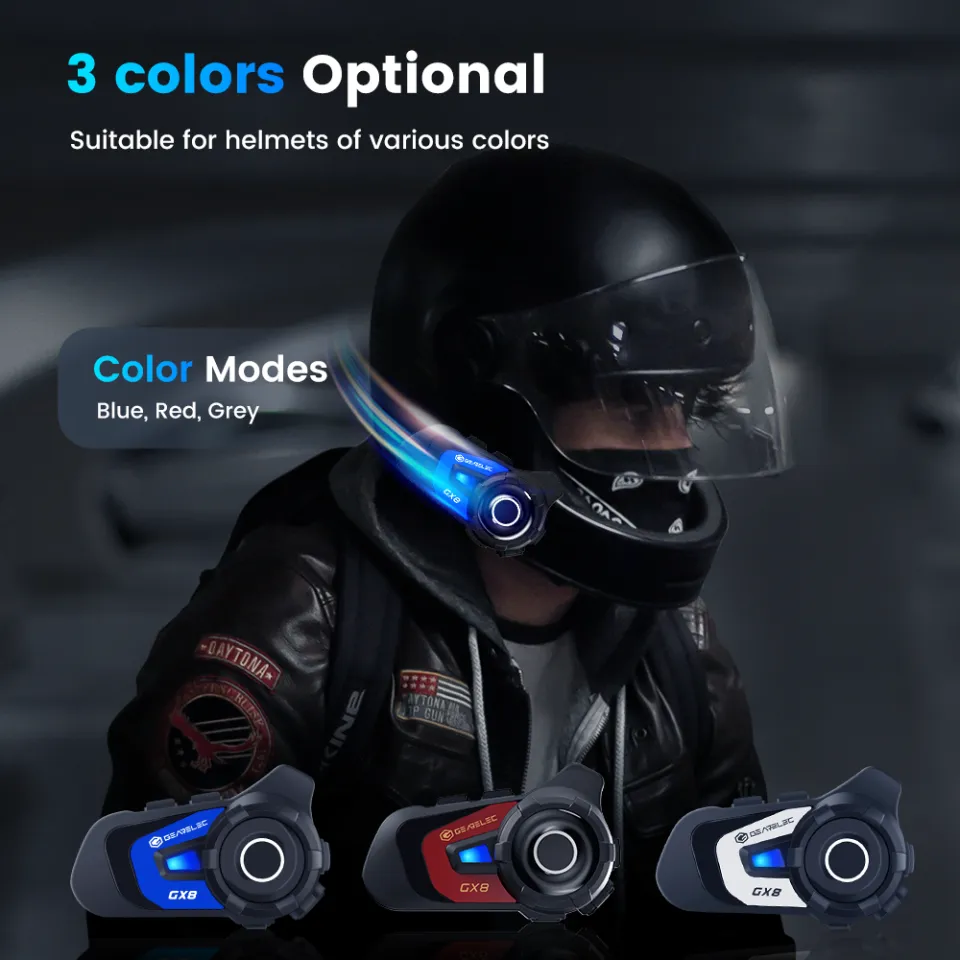GEARELEC GX8 Motorcycle Intercom Helmet Headset For 6-8 Riders 1500M Range  Interphone With Music Sharing