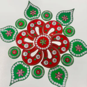 Traditional Handcrafted Acrylic Rangoli | Reusable Decorative Rangoli with Studded Stones | Elegant Festive & Diwali Home Decor (Pack of 1 pc)