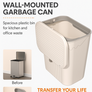 Stylish Wall-Mounted Trash Bin for Kitchen Home with Lid Large Capacity Convenient Hygienic Multi-Functional Waste Container