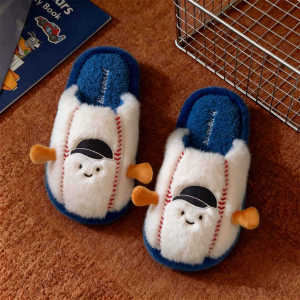 XIXITIAO Fun Baseball Couple Cute Personality Home Furry Shoes Men and Women Comfortable Bedroom Winter New Warm Cotton Slippers