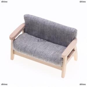 [COD] shiou 1pcs mô phỏng thu nhỏ phòng khách ghế 1:12 Mini Dollhouse đồ nội thất bằng gỗ đôi sofa trẻ em giả vờ chơi Diy nhà búp bê trang trí nội thất