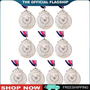 [CHAMAIR MALL]10Pcs Gold/Silver/Bronze Medal Students Rewards 5cm Metal Winner Medals Competition Prize Medals for Marathon Ball Games