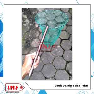 Jaring serok bahan full stainless siap pakai / diameter 30 cm panjang jaring 40 cm