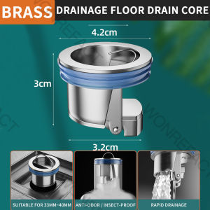 Premium Brass Floor Drain Core Anti-Odor Stopper Rust Proof Sewer Plug Fast Drainage CR Ipis Proof Durable Backflow Fast Drainage