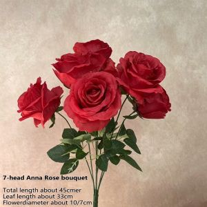 Premium 7-Head Fake Anna Rose Flowers Vivid Color Artificial Floral for Wedding Arch DIY Bouquet Making & Indoor Home Decoration