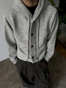 Winter Mens Casual Luxury Hooded Knitted Cardigan Korean Fashion Loose Button-up Sweater Y2K Vintage Streetwear Knitwear Coat2026
