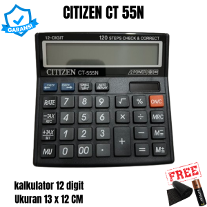 Kalkulator CT 555N 12 Digit Check Correct Baterai Tenaga Surya Awet Murah