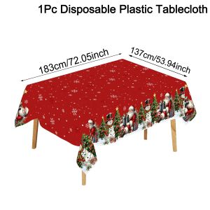 183*137cm Thin Merry Christmas Table Cover Santa Claus Snowman Table Cloth Home Kitchen Dining Table Decor Christmas Decorations Xmas 2026 Decor