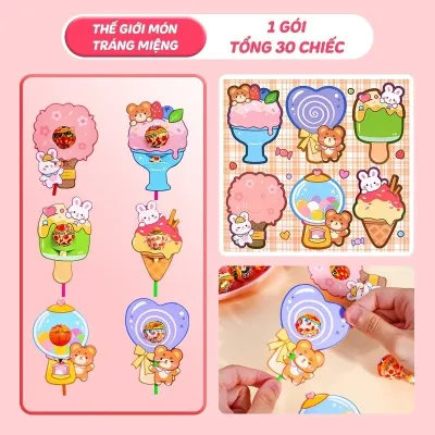 Set Thẻ Kẹo Mút Trang Trí Hình Hoa Hình Kẹo Dễ Thương – Phụ Kiện Handmade Trang Trí Tặng Quà Giáo Viên Bạn Học