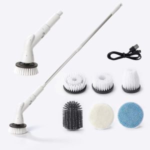 Cordless Electric Cleaning Brush Low Noise Rotary Scrubber Bathroom Floor Cleaning Mop Kitchen Cleaning Tool With Interchangeable Brush Heads电动清洁刷