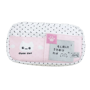 ZSDN MALL Polka Dot Cat Pattern Pencil Case Cream Color Large Capacity Multi-Layer Pen Bag Ins Practical Stationery Organizer Students