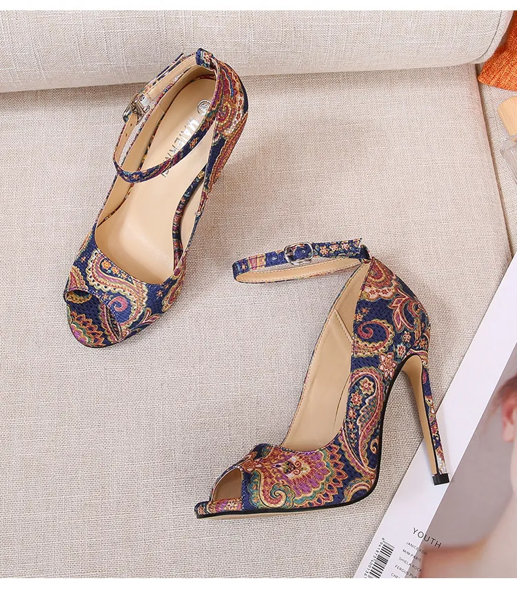 Ethnic peep toe on sale heels