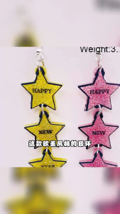 Happy New Year Earrings Handmade Sparkling Pendants Earwears Chinese Holiday Ears Ornaments Ear Hangers for Women