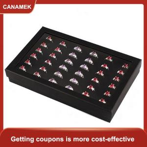 【CANAMEK 】 Earring Case Display 36 Slots  Jewelry Organizer Tray Ring Box Storage Fashion