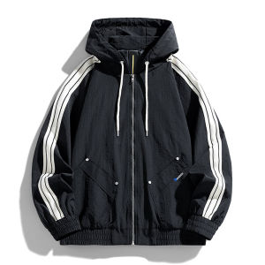 ≮923≯Men Jacket Hooded Stripe Windbreaker Trench Coats Oversize 6XL 7XL 8XL Plus Size Waterproof Brand Camping Loose Thin Softshell