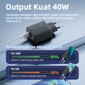 KIVEE Kepala Charger Quick Charger QC3.0 Type-C+USB 40W PD Fast Charge Charger Travel Fast Charging Untuk MFi iPhone14 13 pro Max 13/12/11/XS/XS Max/XR/X/8 /8 plus/7 plus. 