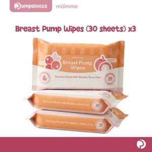 [BUNDLE OF 3] Mamme Breast Pump Wipes – Rinse-Free Cleaning 30 Biodegradable Sheets (15 × 20 cm)