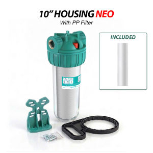 Heavy Duty 10" Double Water Filter Housing 2 Stages | PP + CTO Filter | 3/4" Copper Thread | Italy Technology