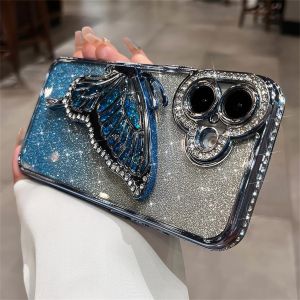 iPhone16 case Diamond Quicksand Butterfly Phone Case iPhone16 Pro Max 15 14 13 12 11 Casing for iPhone Case XS/XR Silicone Soft Shell TPU Shockproof