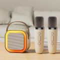 Loa hát karaoke bluetooth mini k12 tặng kèm 2 mic hát, có thể thay đổi giọng dễ dàng sử dụng nhiều màu lựa chọn. 