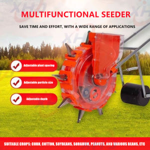 【 Sowing + fertilization 】12 Holes Hand Push Corn Seeder / Planter with Dual Tank Peanut soybean and vegetable planter Plant Spacing 15 cm