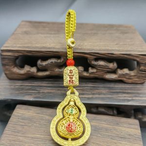 已开光 招财钥匙扣 手机链 礼物 Fortune-Taking Keychain Mobile Phone Chain Gift 工厂直发创意沙金吉祥转动葫芦汽车钥匙扣书包小挂饰吉祥平安福禄