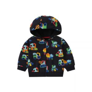 Jumping Meters 2-7T Crab Applique Outwear Baby Girls Hooded Shirts With Zipper Hot Selling Childrens Jackets Outwear Spring2026
